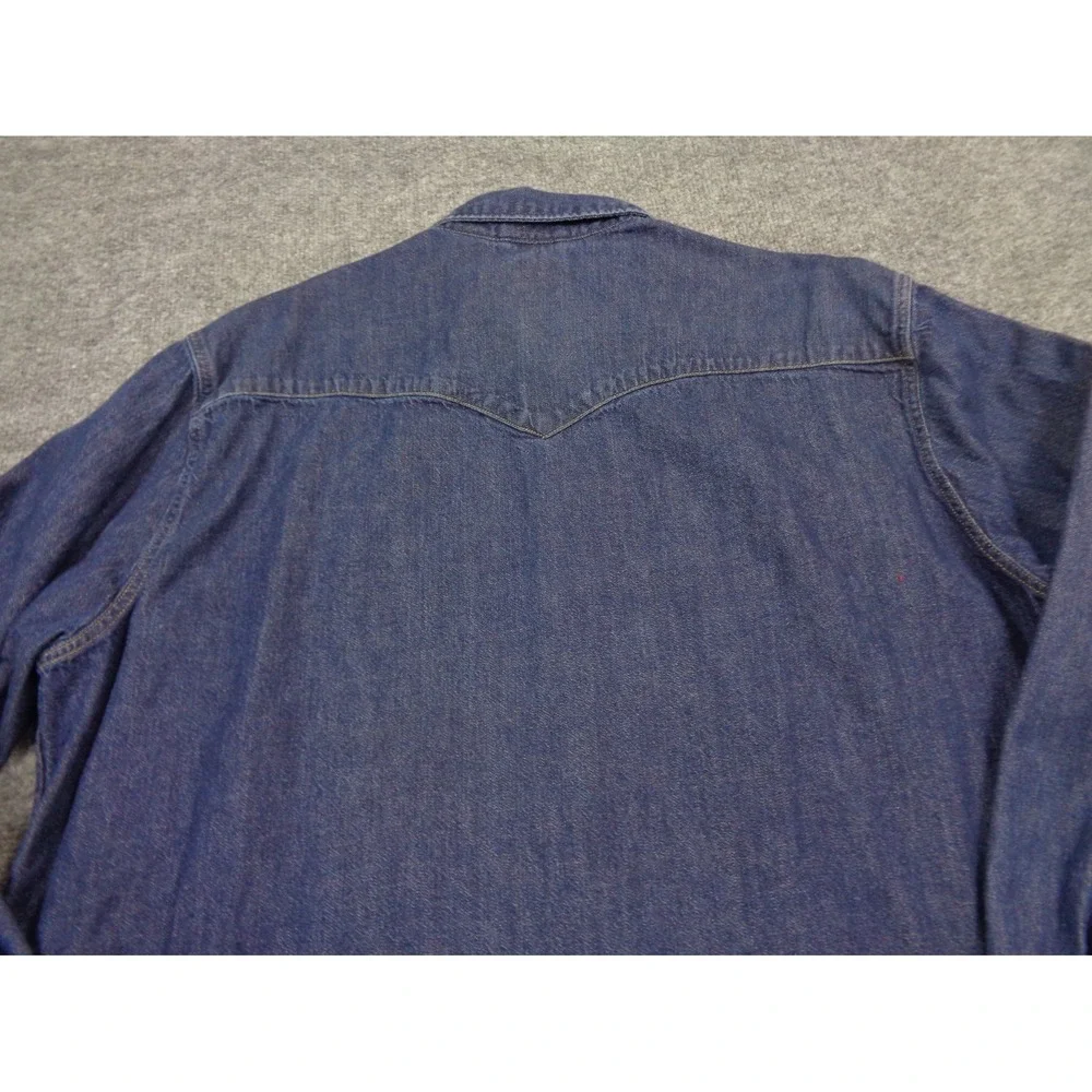 Levi's Denim Shirt Mens Blue Size 2XL XXL Standard Pearl Snap Button Long Sleeve